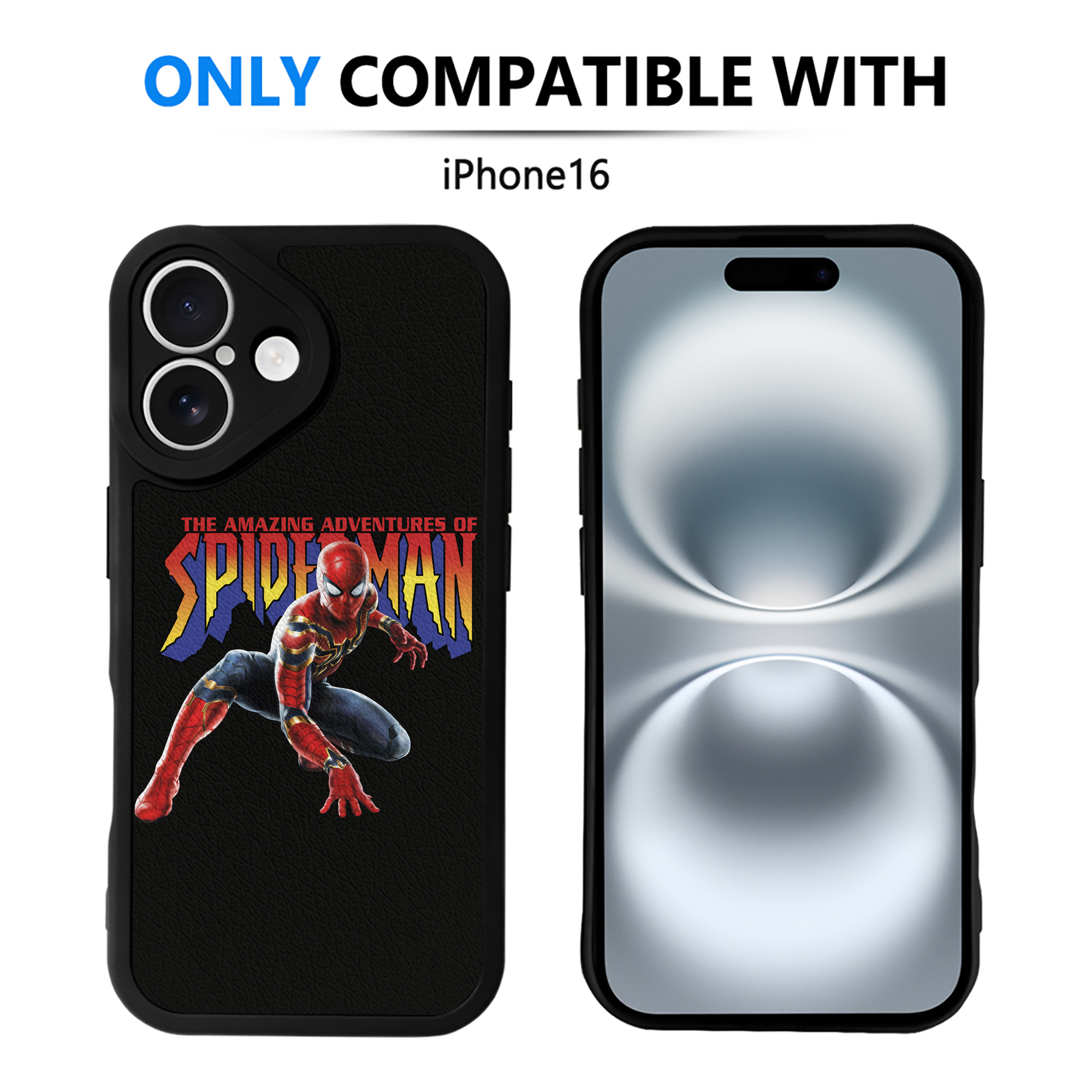 （画像用） Spider Man スパイダーマン 【iPhone 16シリーズ対応】シリコンスマホケース（レザー調） 材質：シリコン